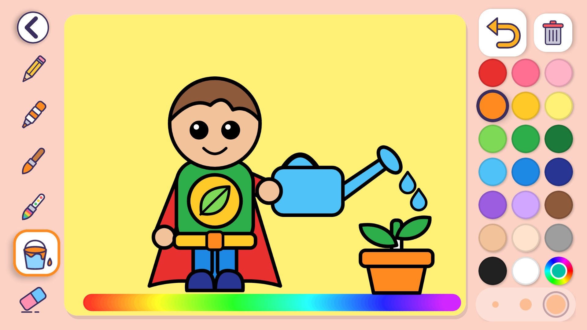 Een superheld met een streep van de regenboogkwast
